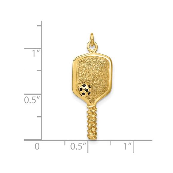 Gold Plated Sterling Silver Pickleball Paddle and Ball Charm Pendant with Chain - Picture 5 of 5